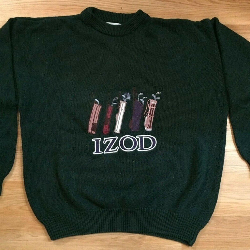 Izod Vintage Crewneck Mens Embroidered Sweater